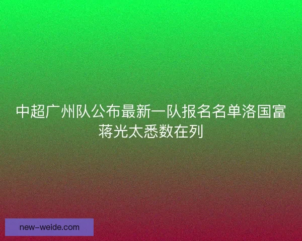 中超广州队公布最新一队报名名单洛国富蒋光太悉数在列